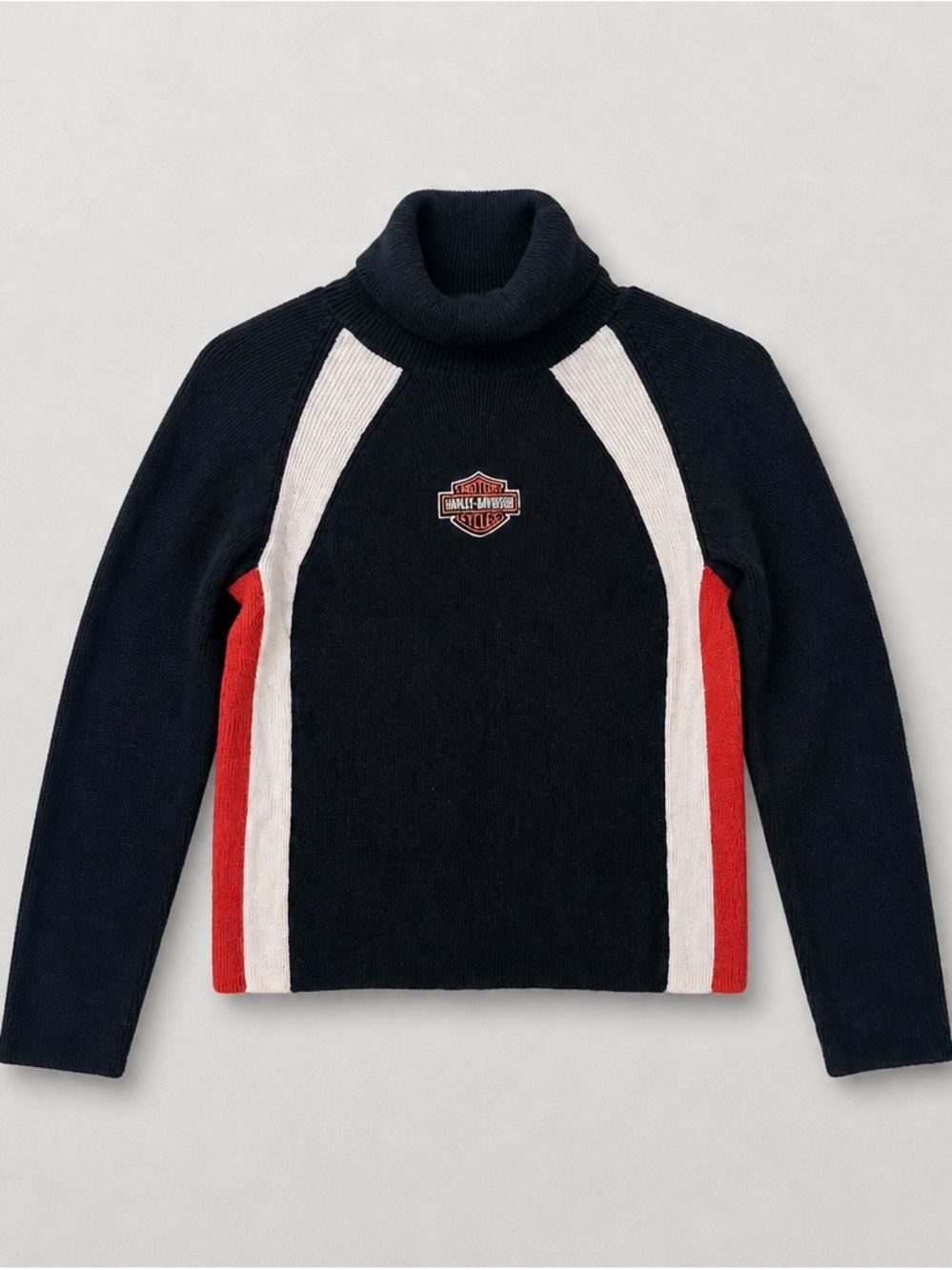 Harley-Davidson Black Red and White Turtleneck Sweater
